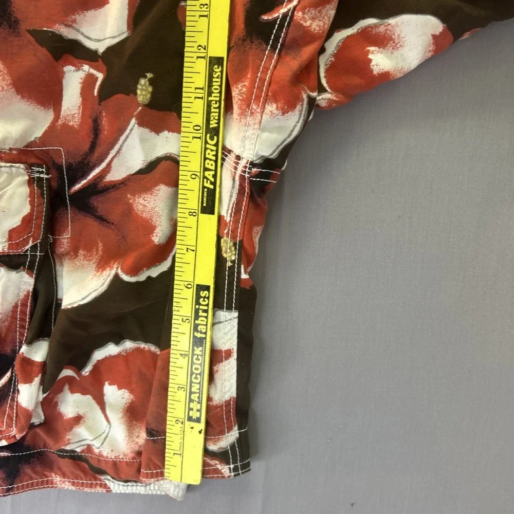 Hollister Mens Floral Orange/Brown Swim Trunks Board Shorts Size Medium Surf Y2K